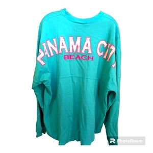 Panama City Beach Spirit Jersey Women's XL Long Sleeve Mint & Hot Pink Paisley
